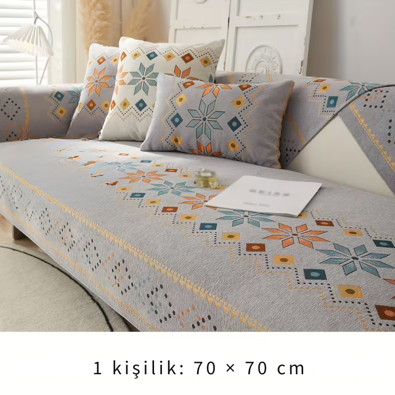 Premium Şönil Koltuk Örtüsü – Kaymaz & Tüm Koltuklara Uyumlu