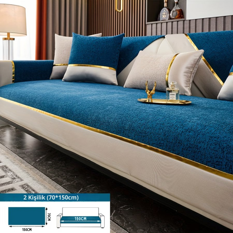 Nordica Modern Şönil Koltuk Örtüsü – Kaymaz, Sırt ve Kolçak Kılıfı Dahil