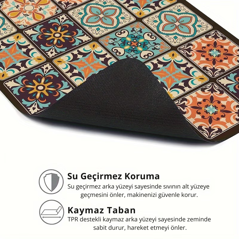 Retro Mozaik Çamaşır Makinesi Örtüsü – Su Geçirmez & Dayanıklı