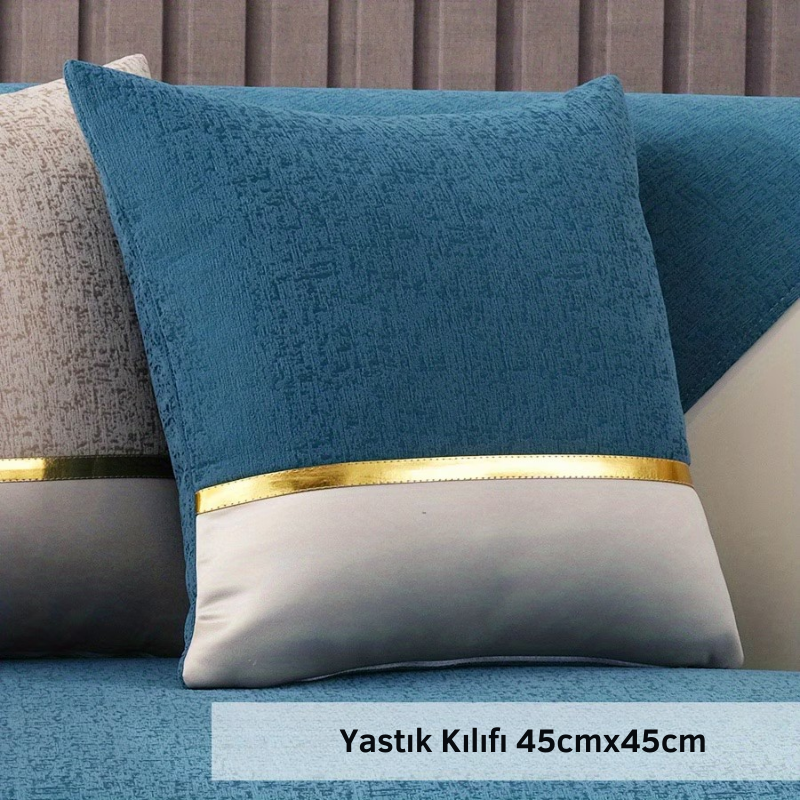 Nordica Modern Şönil Koltuk Örtüsü – Kaymaz, Sırt ve Kolçak Kılıfı Dahil