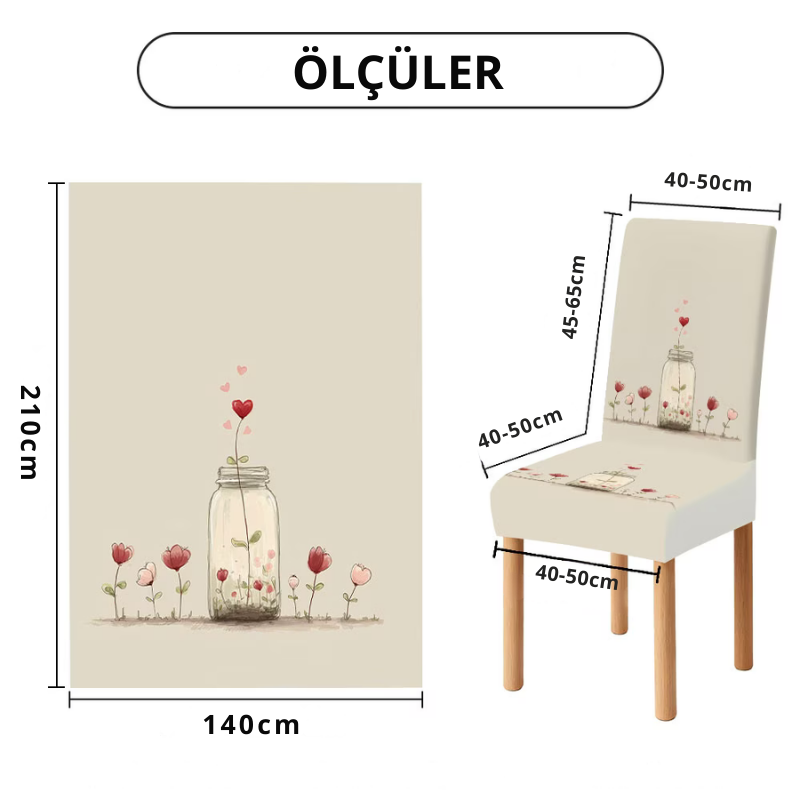 Flower Masa Sandalye Örtüleri